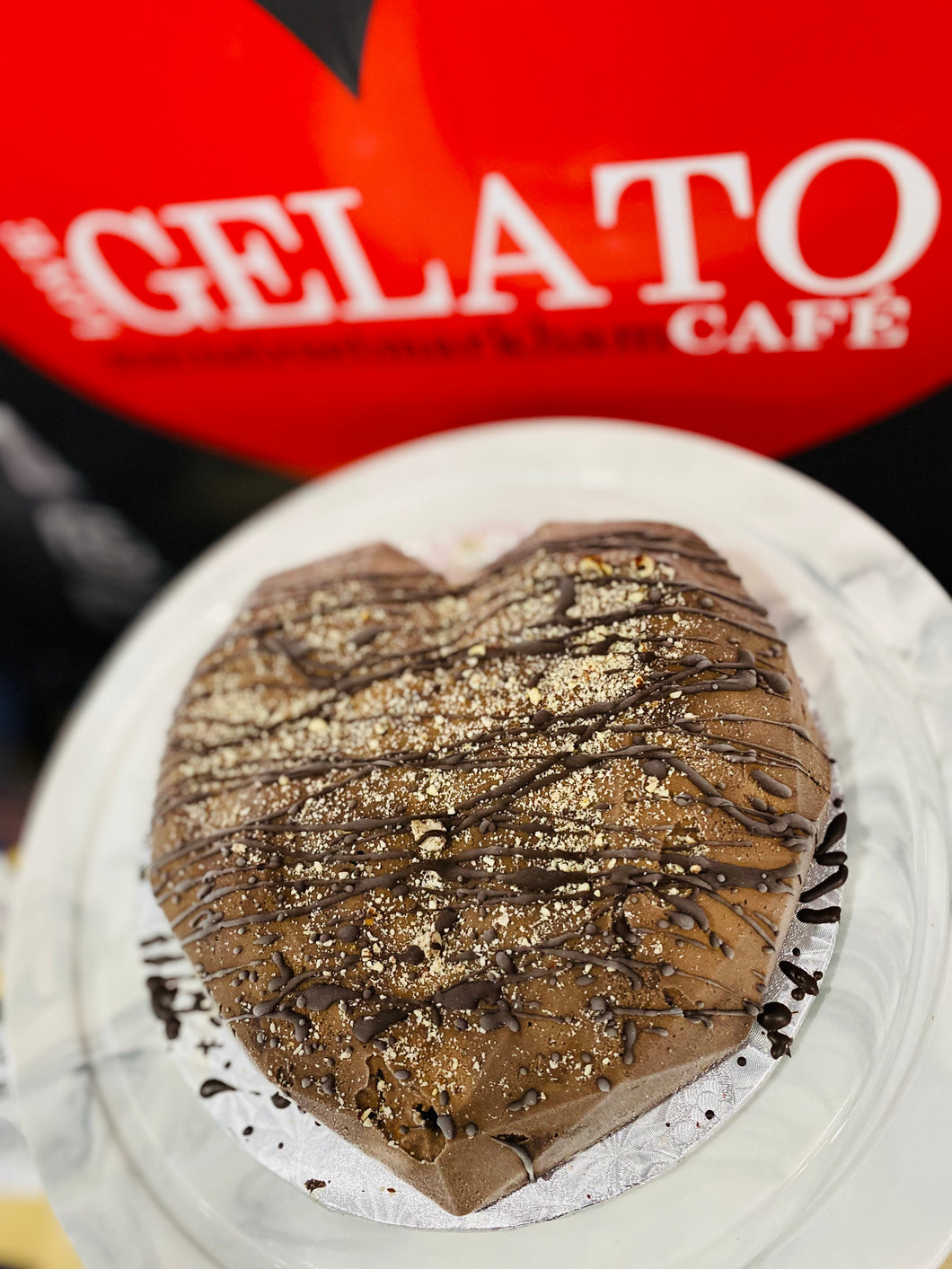 Dark Chocolate Heart Gelato Cake