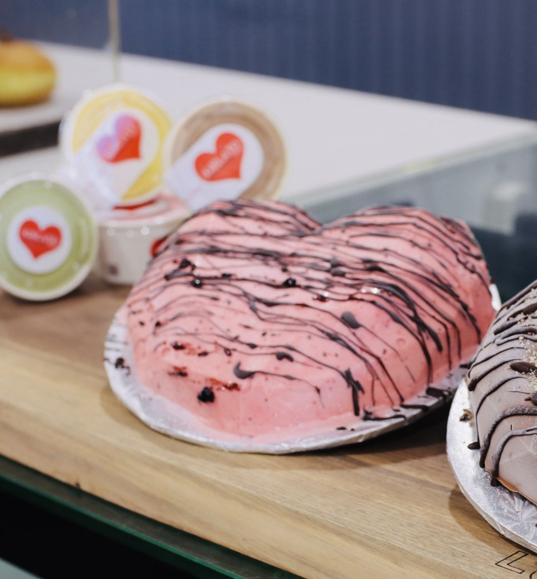 Strawberry Heart Gelato Cake